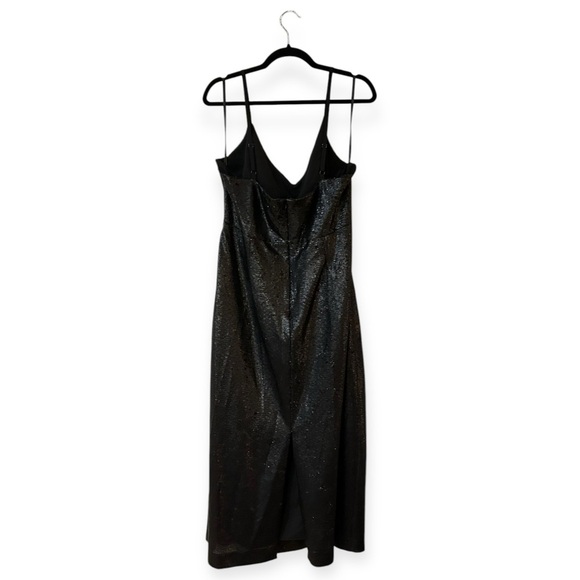 L'AGENCE Femme Sequin Cutout Dress Sz 14 Black Slit Plus Size Midi Dress - Picture 4 of 10